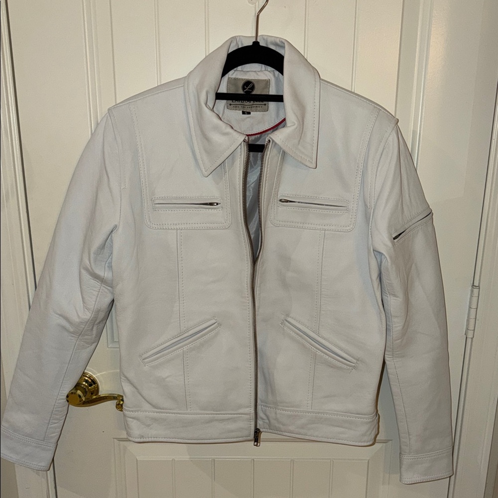 NWOT Men's White Genuine Leather Jacket
